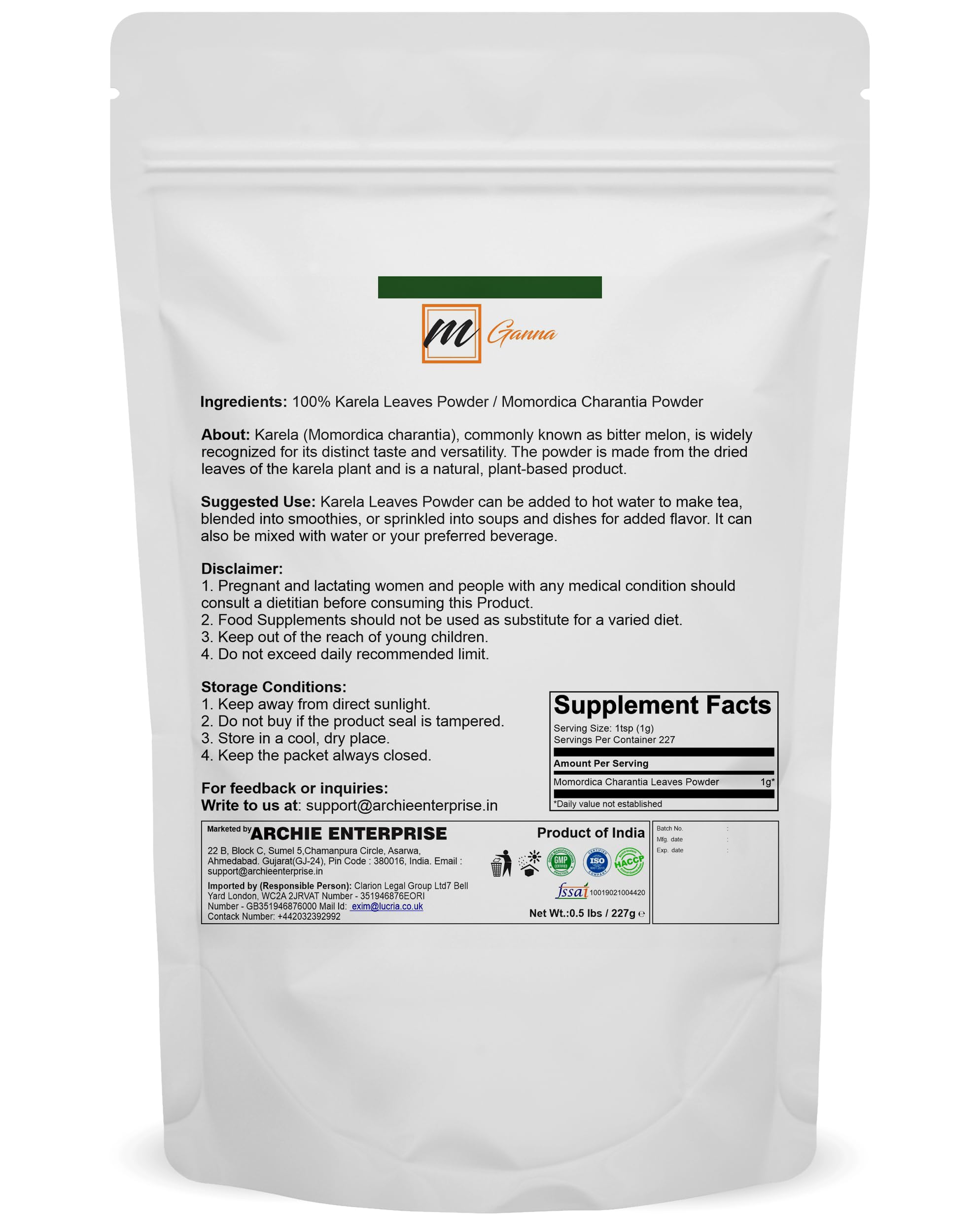 Finely ground bitter melon leaves powder texture for authentic skincare and wellness