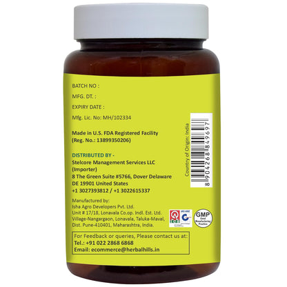 Herbal Hills Bitter Gourd Momordica Charantia vegetarian capsules showcasing the non-GMO clean formulation.
