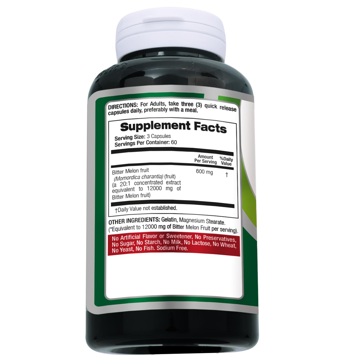Fito Medics Bitter Melon herbal supplements supplement facts label and ingredient list side