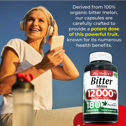 Fito Medics Lab Bitter Melon capsules size and appearance showcase against clean background
