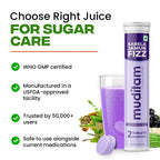 Muditam Ayurveda Karela Jamun supplement tubes showing nutritional facts and ayurvedic herbs