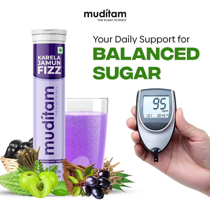 Muditam Ayurveda travel friendly herbal fizz tablets for healthy blood sugar