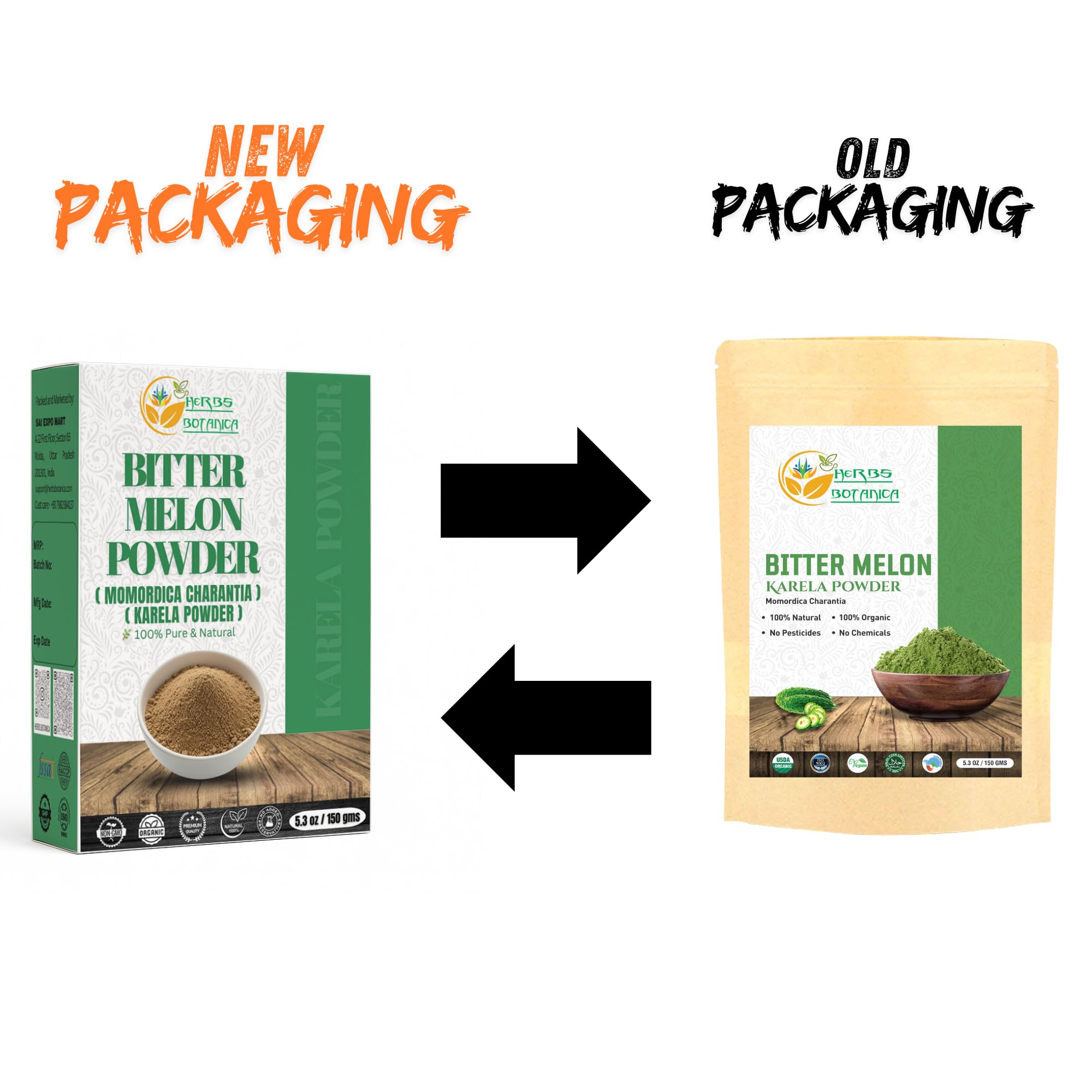 Pure natural Karela powder by Herbs Botanica for blood sugar health