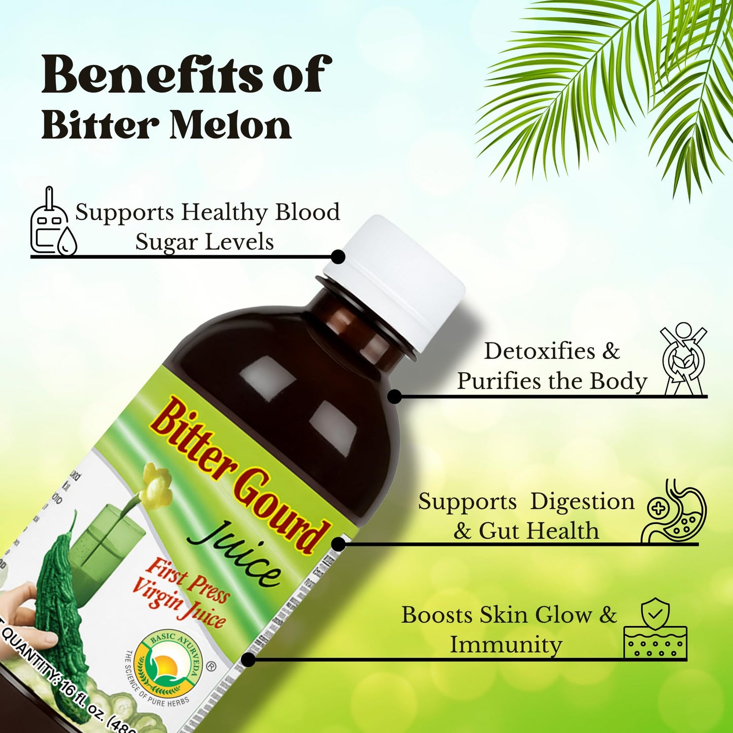 Authentic Basic Ayurveda bitter melon herbal supplement packaging for daily immunity