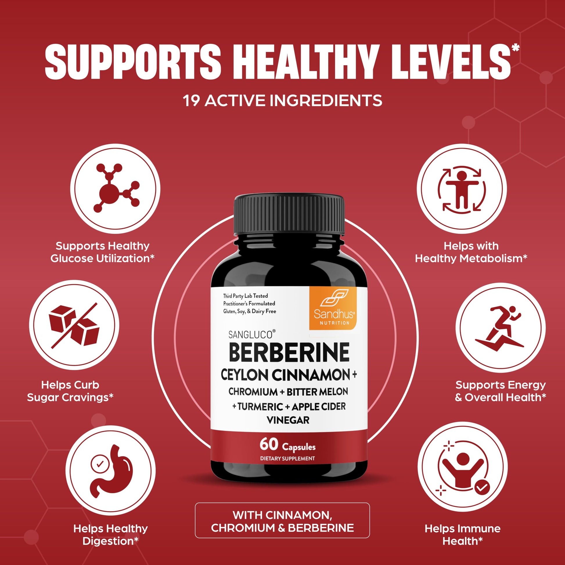 Sandhu's Berberine Ceylon Cinnamon supplement nutritional facts label