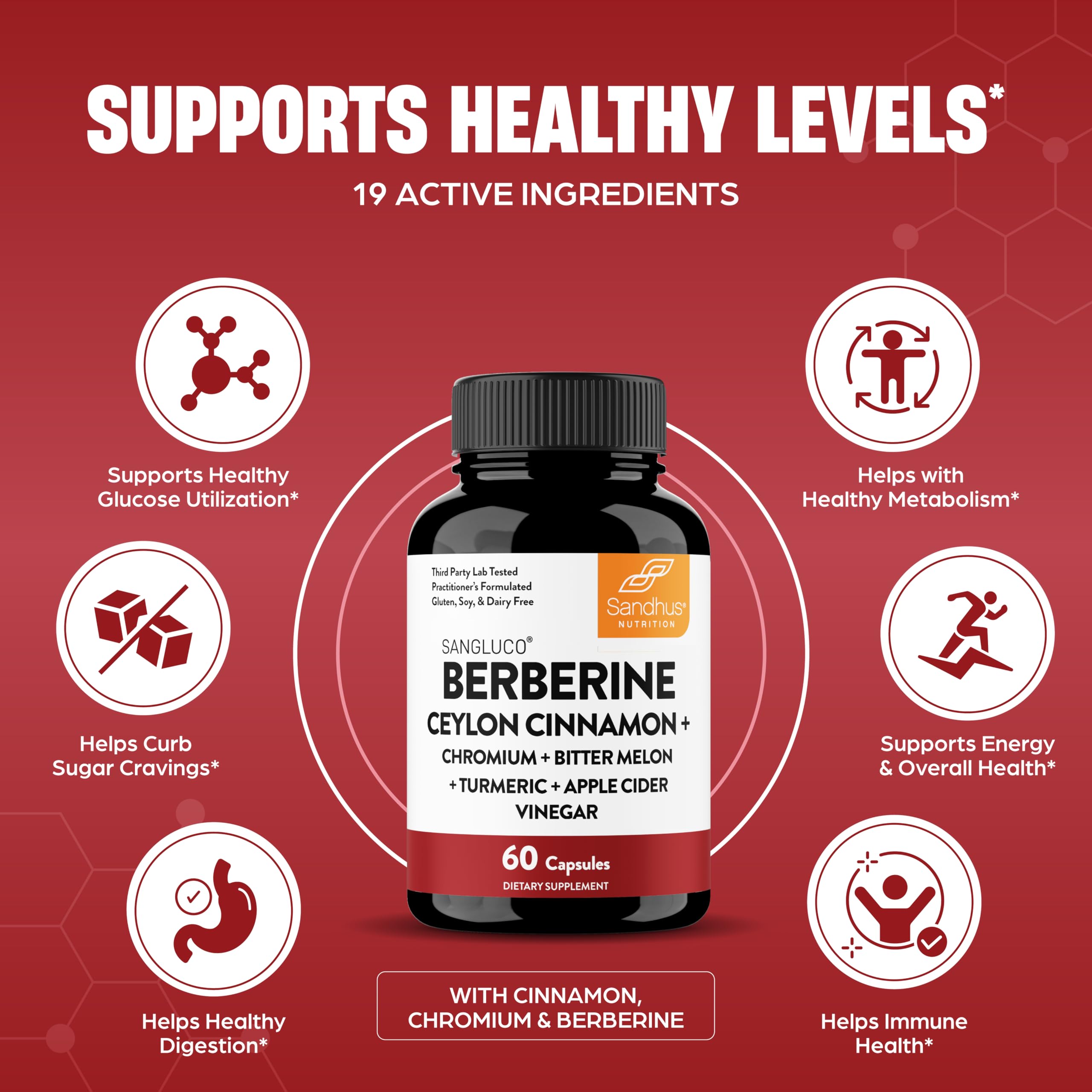 Sandhu's Berberine Ceylon Cinnamon supplement nutritional facts label