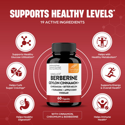 Sandhu's Berberine Ceylon Cinnamon supplement nutritional facts label