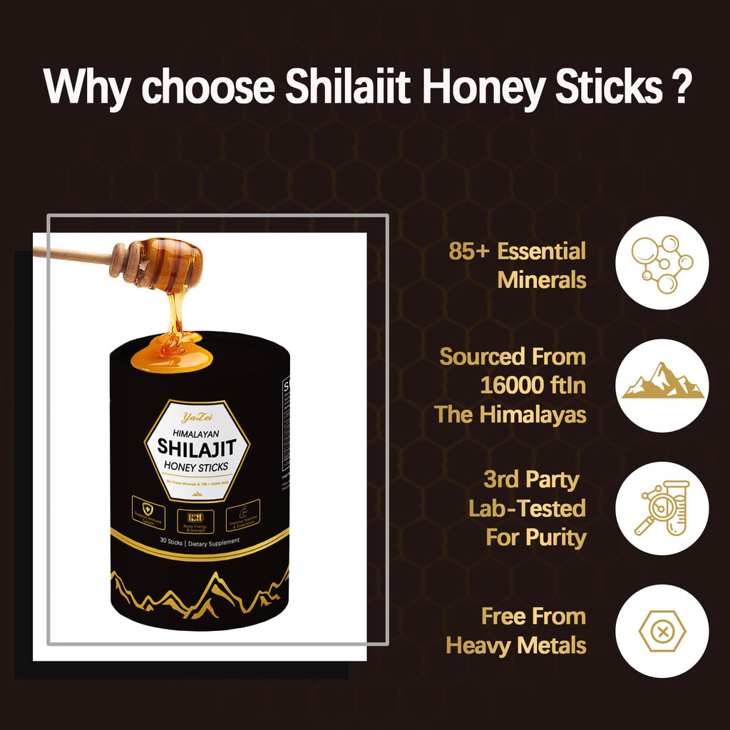Authentic USA imported Yalei shilajit sticks container side view.