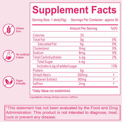 Dista-USA imported strawberry shilajit honey sticks for women energy and stamina boost.