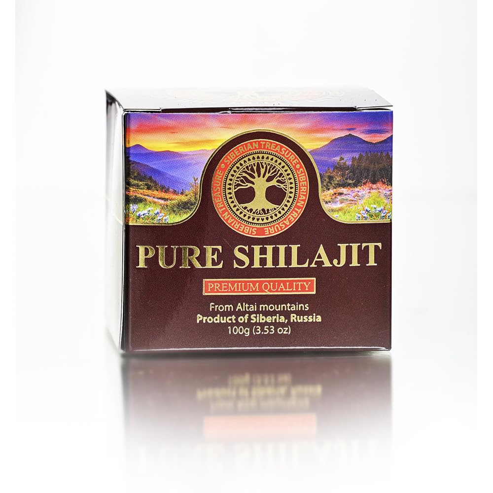 Siberian Treasure Altai Mountains Shilajit Resin in airtight protective glass packaging