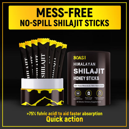 Individual single serve Himalayan shilajit gel packets with saffron and organic honey for on the go vitality.