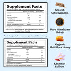 Better Alt KSM 66 Ashwagandha Honey Sticks vanilla flavor pack layout highlighting daily stress relief benefits.