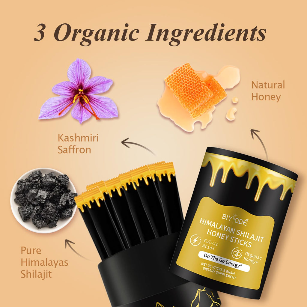 Auixopi Himalayan shilajit and wildflower honey packets for natural energy