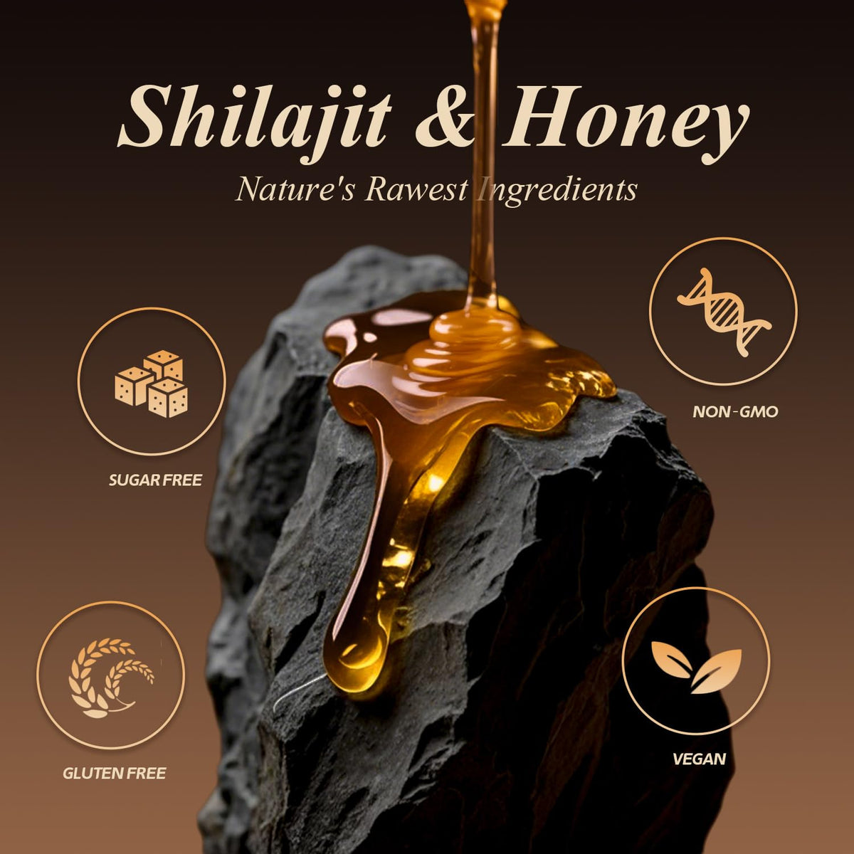 Single serve eight gram shilajit honey stick being squeezed into tea