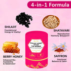Side view of Yalei strawberry flavored shilajit honey sticks showing nutritional facts and ingredients list