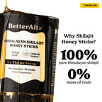 Better Alt high potency Shilajit resin honey sticks being poured into a warm beverage.