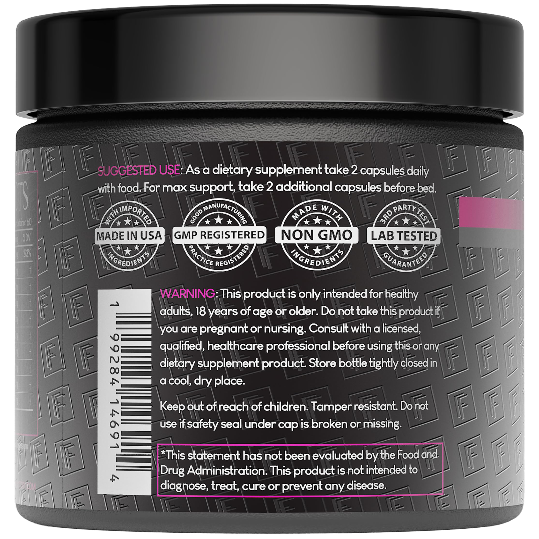 Formulation Factory female vitality supplement capsule count display