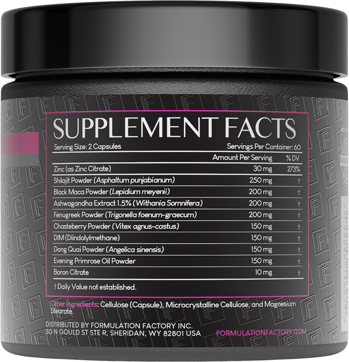 Maca root and ashwagandha hormone balance supplement label details