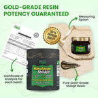 Dissolving Wellness Nest gold grade shilajit resin into a cup of lukewarm water for consumption