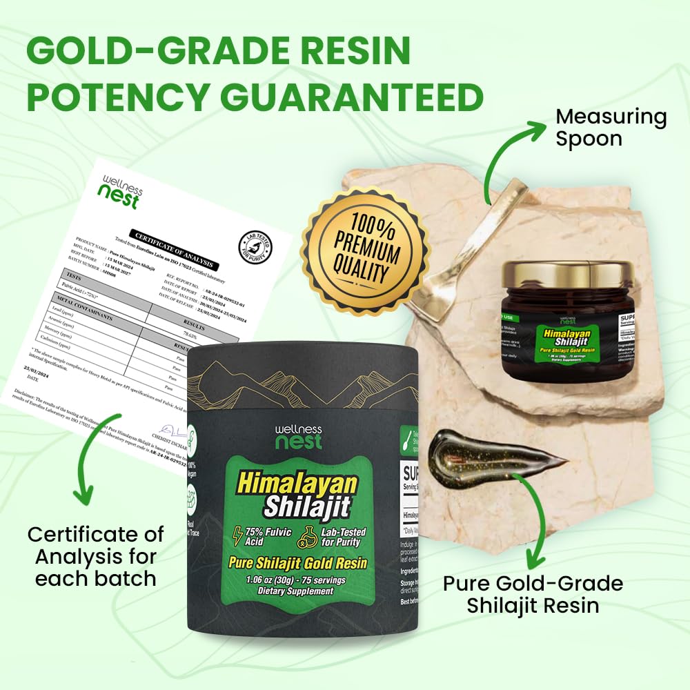 Dissolving Wellness Nest gold grade shilajit resin into a cup of lukewarm water for consumption