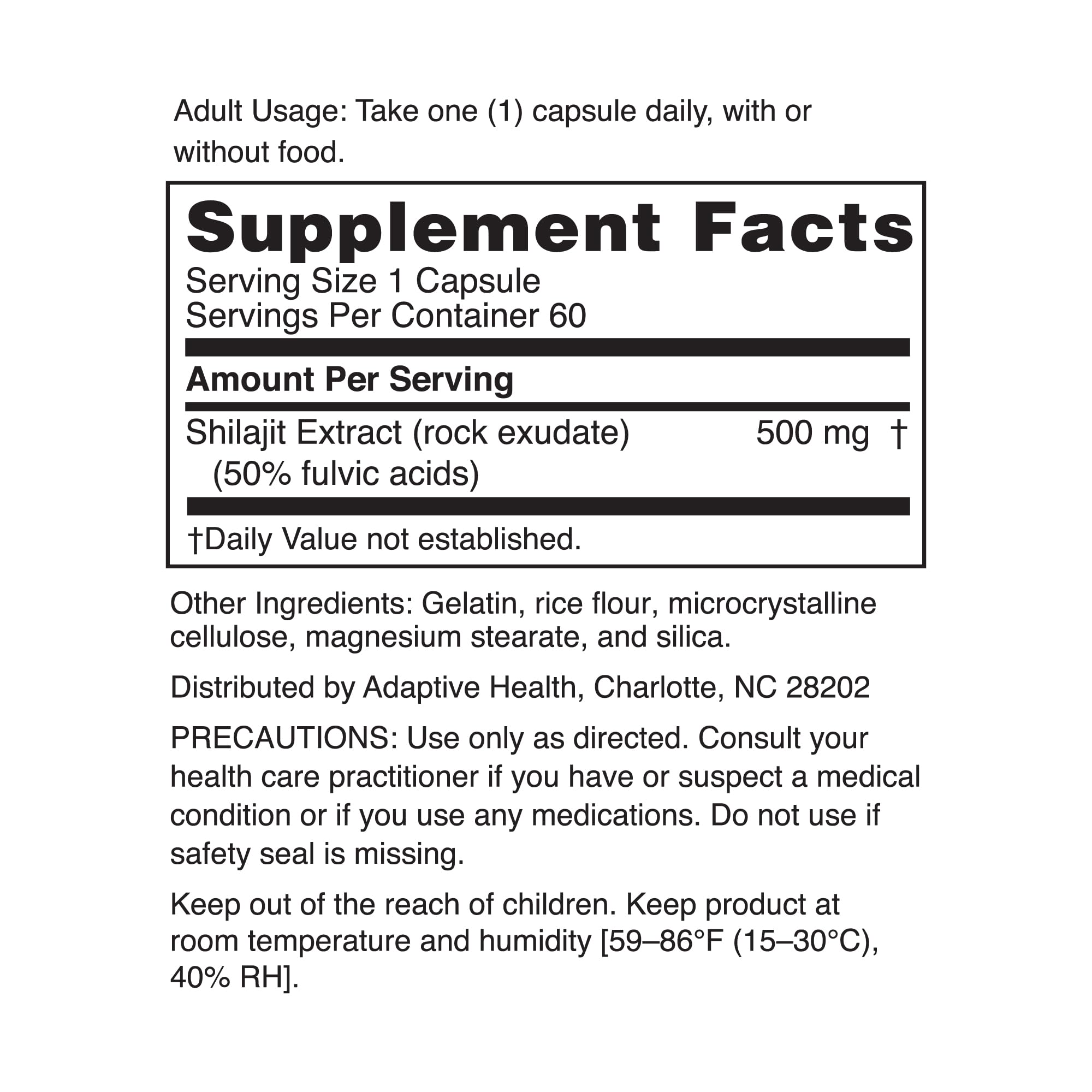 Nugenix Essentials Shilajit capsule bottle showing 50 percent fulvic acid standardization label