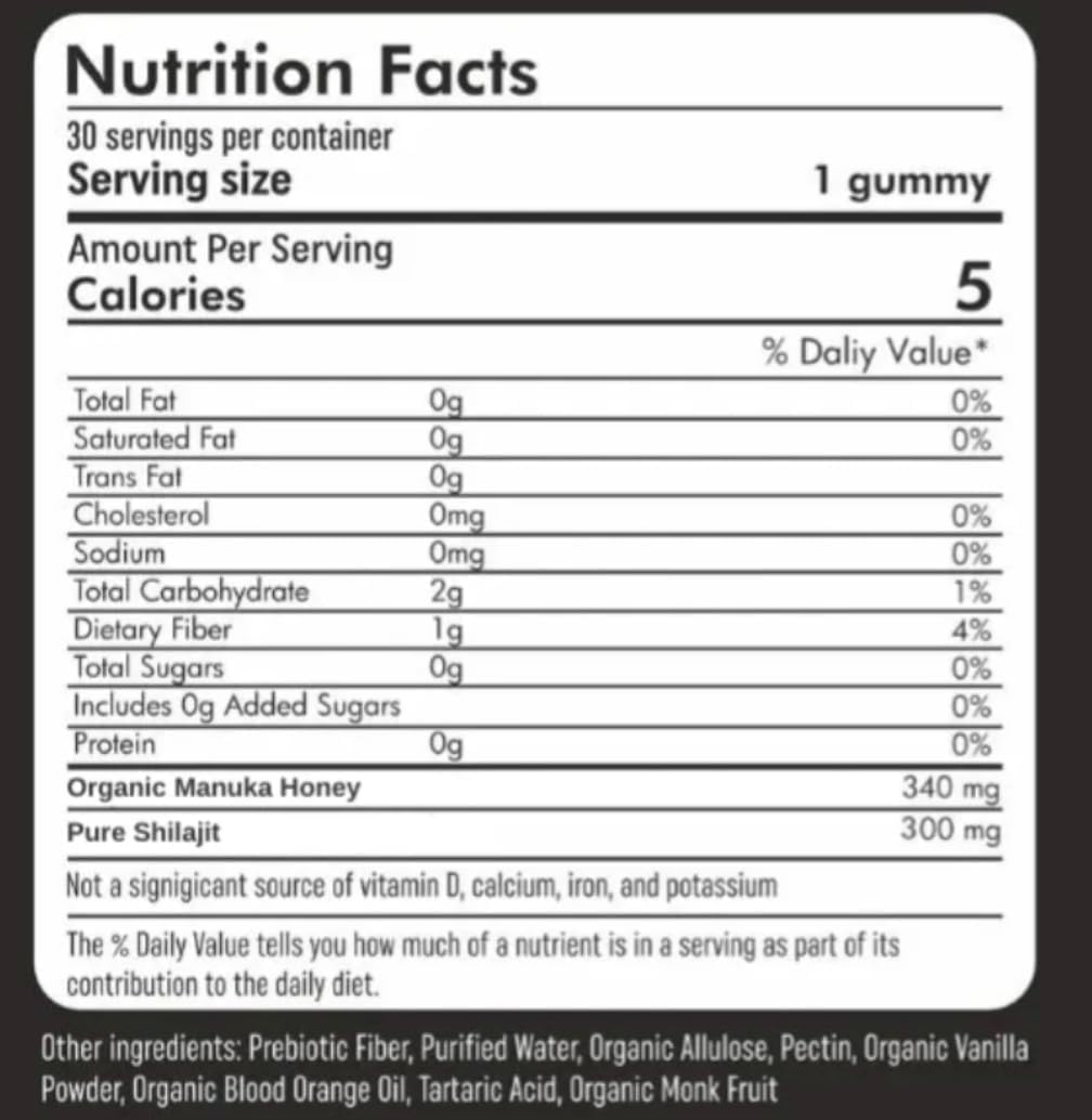 Xara Shilajit thirty count premium gold grade wellness gummies