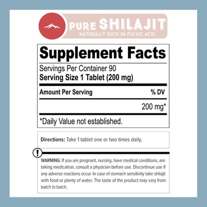 Close up of the vegan and gluten free labels on the authentic USA imported shilajit container.