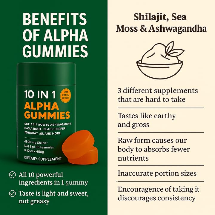 WSJAWH alpha shilajit premium dietary supplement bottle showing zero added sugar and clean formulation certification.