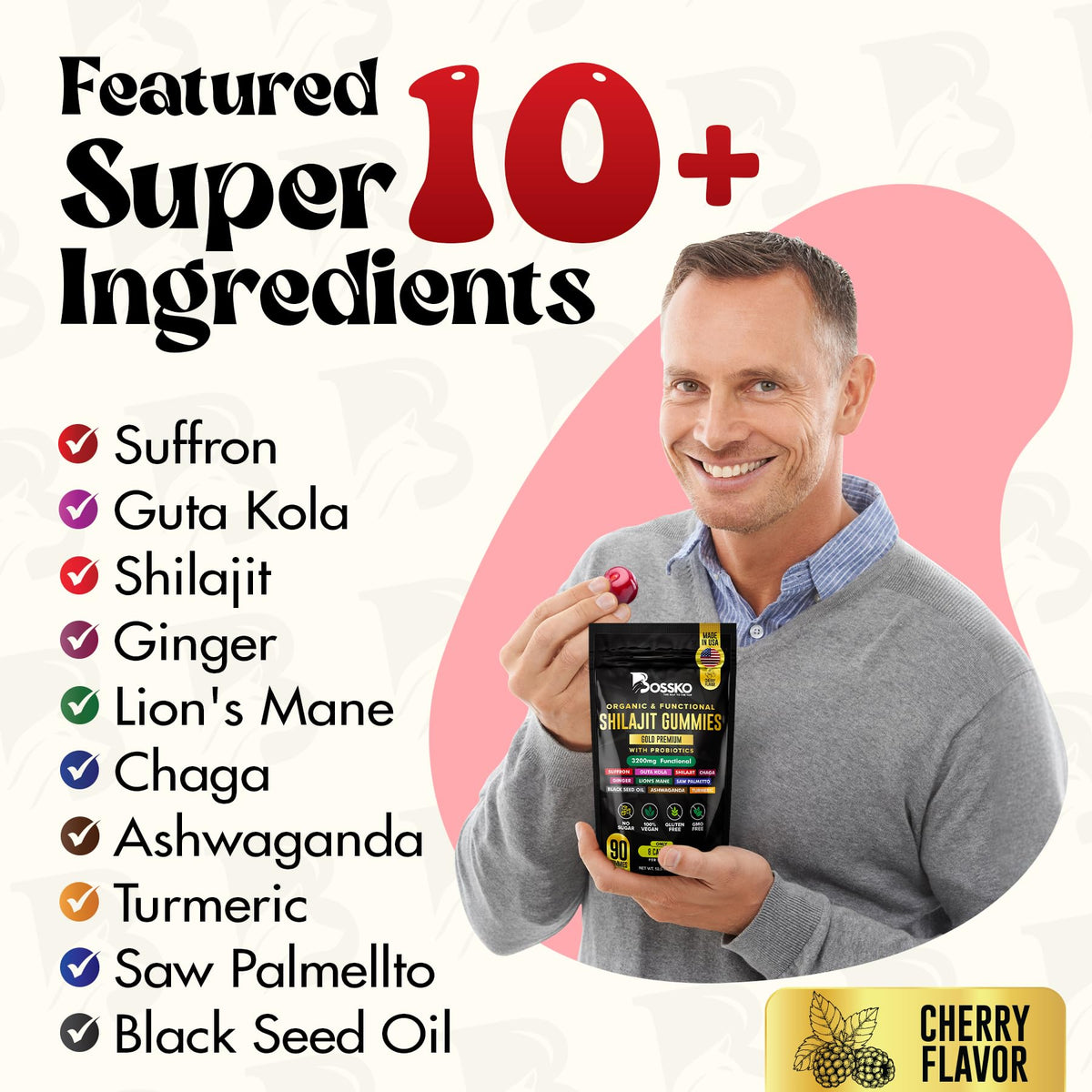 Bossko organic shilajit supplement nutritional facts label