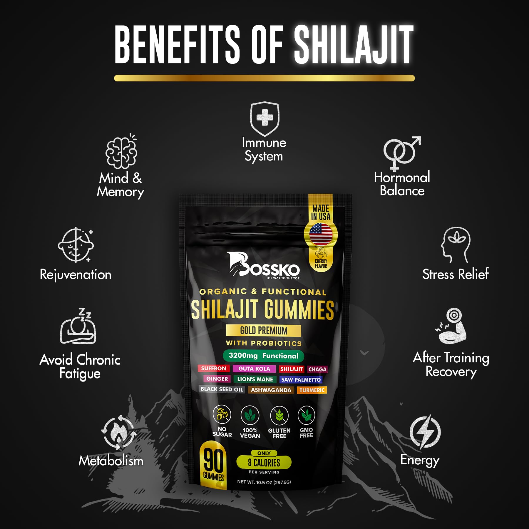 Bossko sugar free shilajit gummies ingredients overview