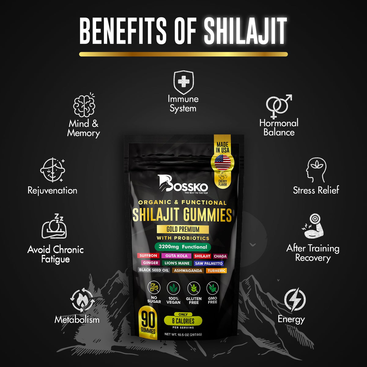 Bossko sugar free shilajit gummies ingredients overview