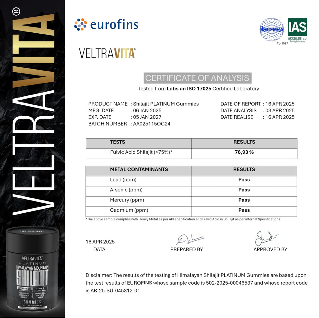 VeltraVita shilajit with KSM sixty six ashwagandha and rhodiola rosea chewable gummies