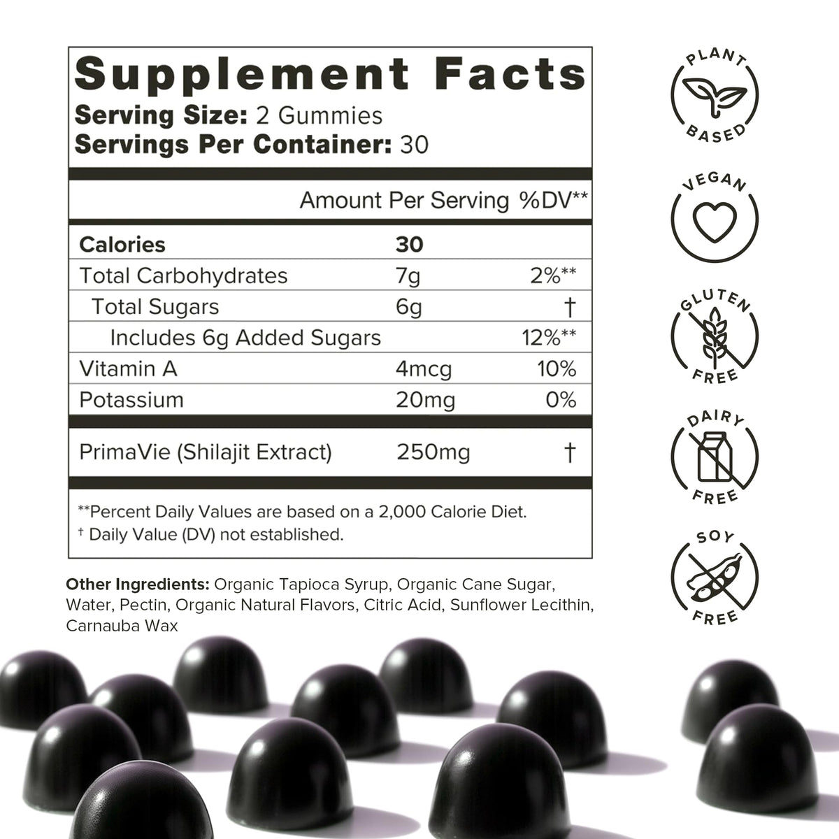 Sixty count bottle of Organifi shilajit dietary supplement gummies