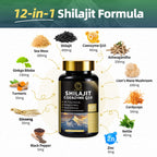 Authentic BBEEAAUU Himalayan shilajit and organic sea moss capsule daily serving breakdown.