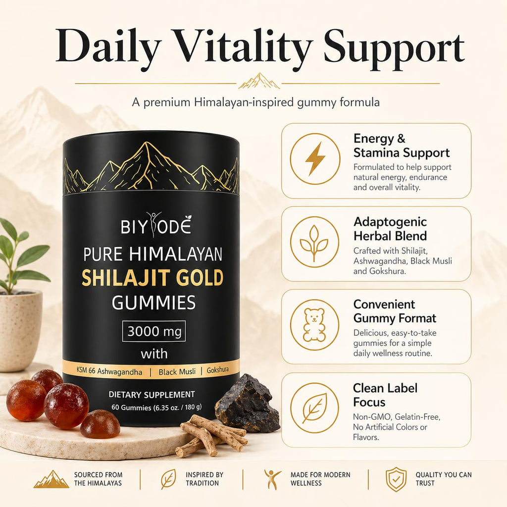 Premium USA imported Biyode Himalayan Shilajit dietary supplement for men and women stamina booster.