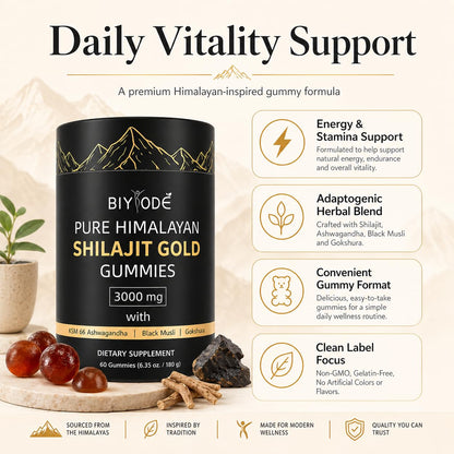 Premium USA imported Biyode Himalayan Shilajit dietary supplement for men and women stamina booster.