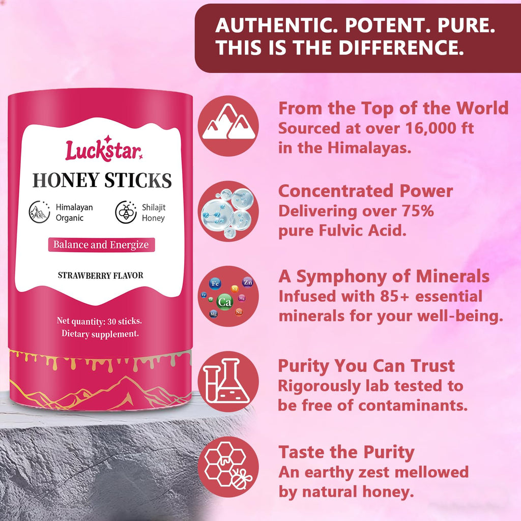 Mess-free travel friendly strawberry flavor shilajit packets laid out on a kitchen counter