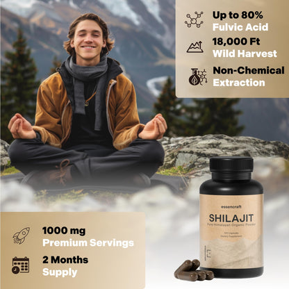 Pure organic Himalayan shilajit resin extract dietary supplement for stamina support