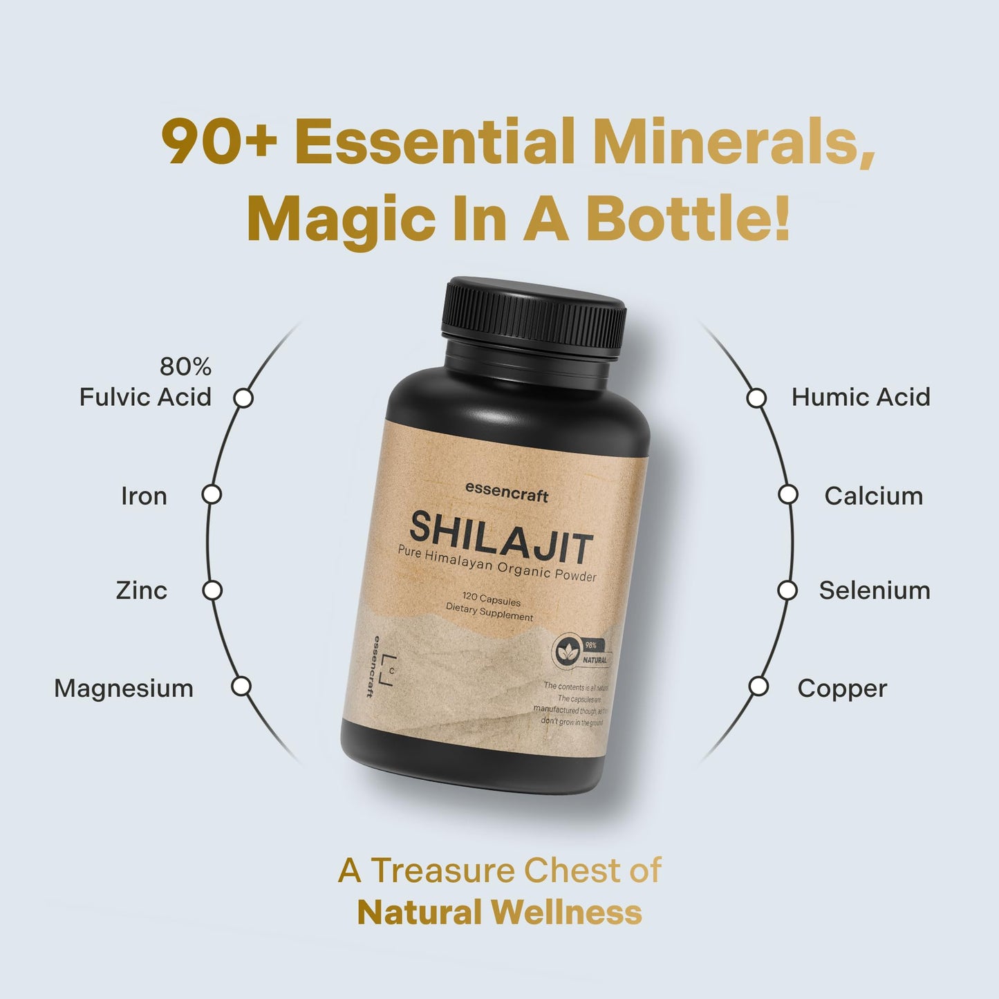 Essencraft 120 capsules pack of lab tested pure Himalayan shilajit extract