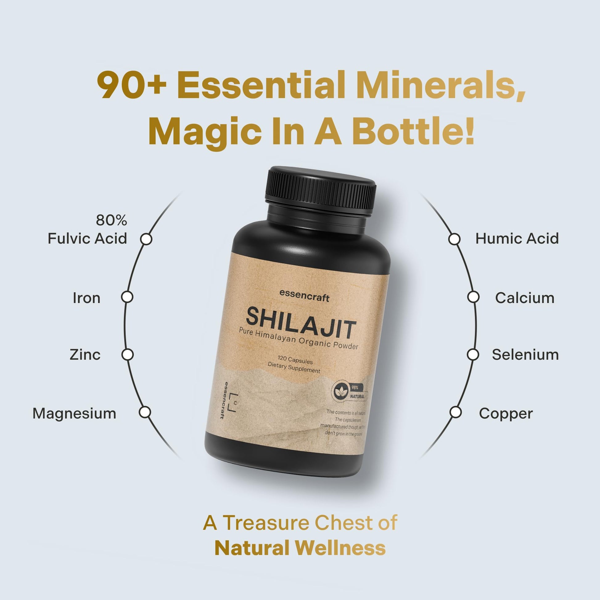 Essencraft 120 capsules pack of lab tested pure Himalayan shilajit extract