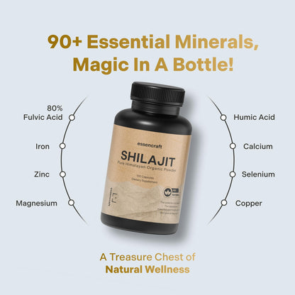 Essencraft 120 capsules pack of lab tested pure Himalayan shilajit extract