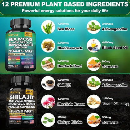 Auivty multi ingredient wellness bundle lifestyle layout showcasing premium vegan capsules