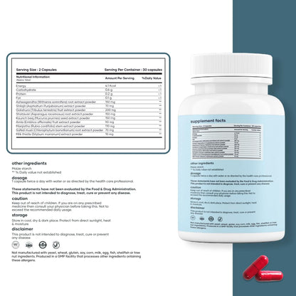 Mars Natural Surgemax capsules container showcasing its clean vegetarian formulation profile