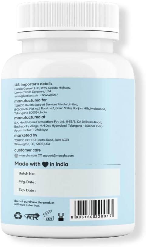 Mars By GHC Ayurvedic vitality supplement bottle highlighting muscle recovery and energy benefits