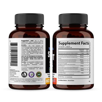 Sandhu Herbals Shilajit and Ashwagandha 60 count dietary supplement container placed upright.