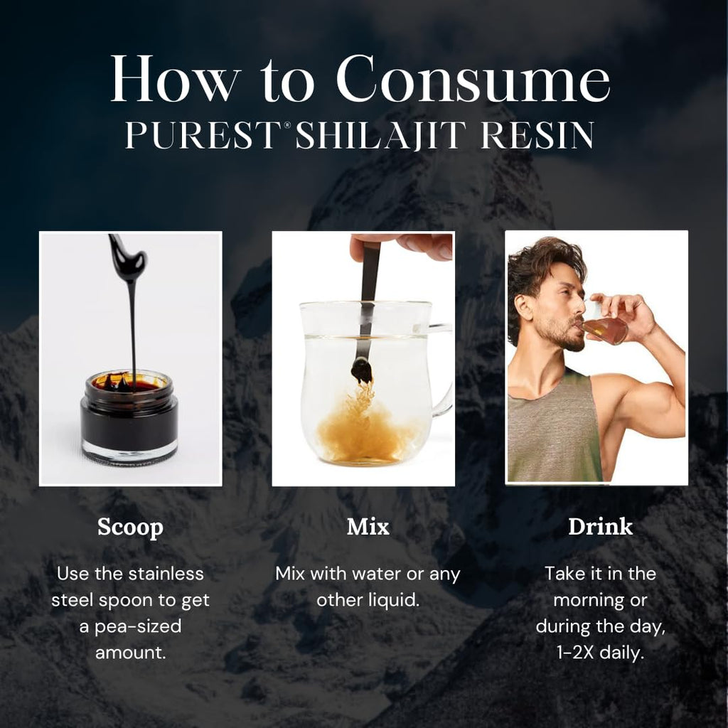 Pure Himalayan Shilajit one ounce container with detailed ingredient information label