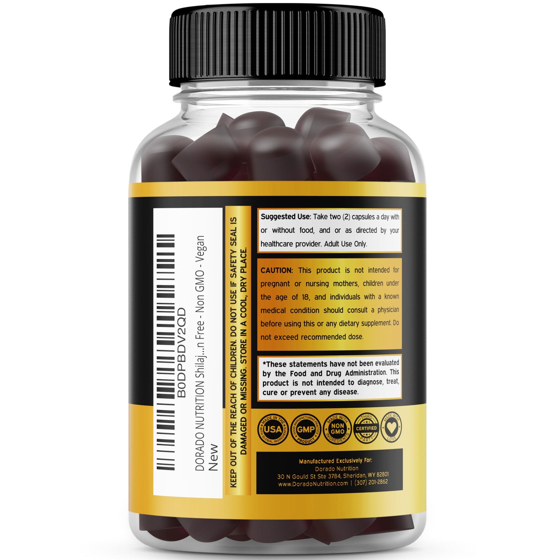 Dorado Nutrition Himalayan Shilajit and Lion's Mane cognitive health supplement.