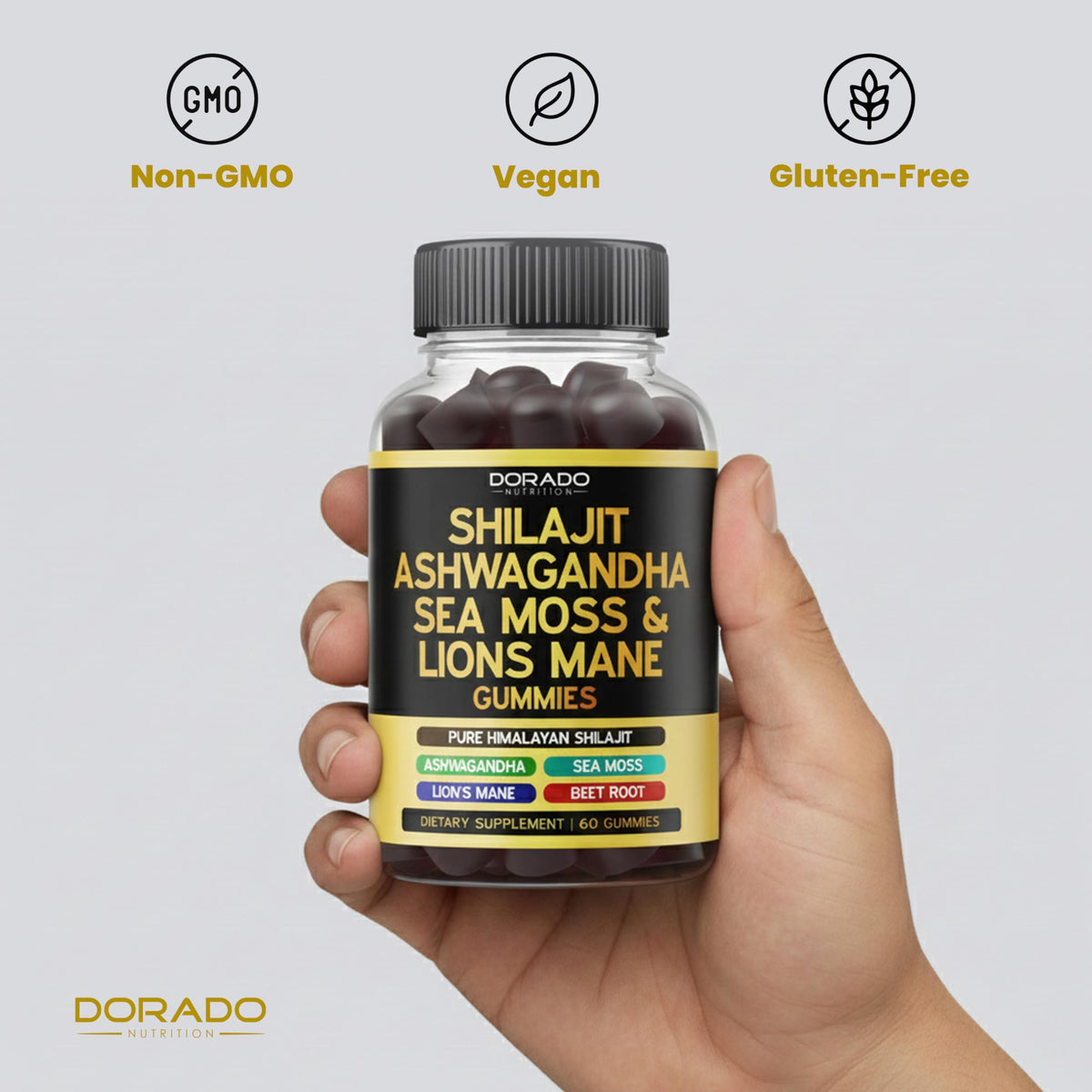 Dorado Nutrition pure herbal blend supplement for stress relief and focus.