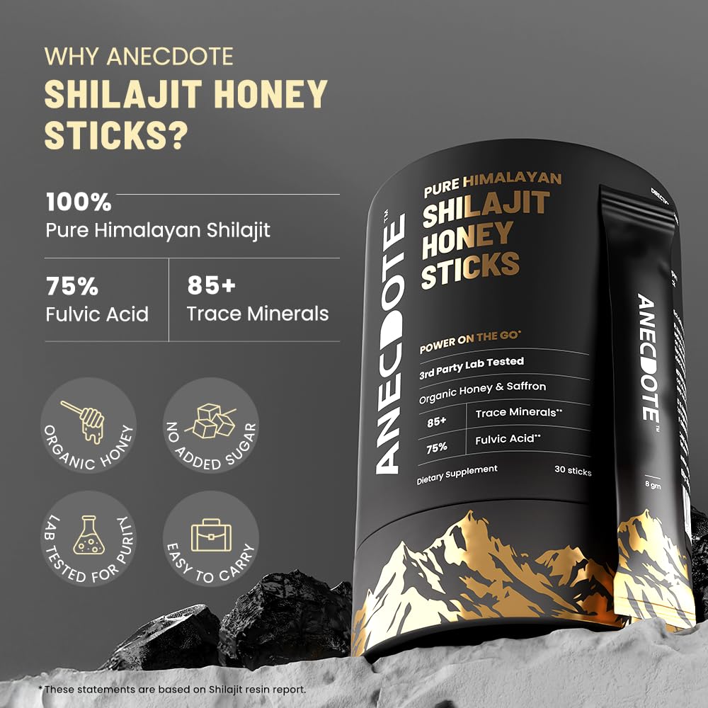 Close up view of the nutritional facts on Anecdote imported fulvic acid supplement.