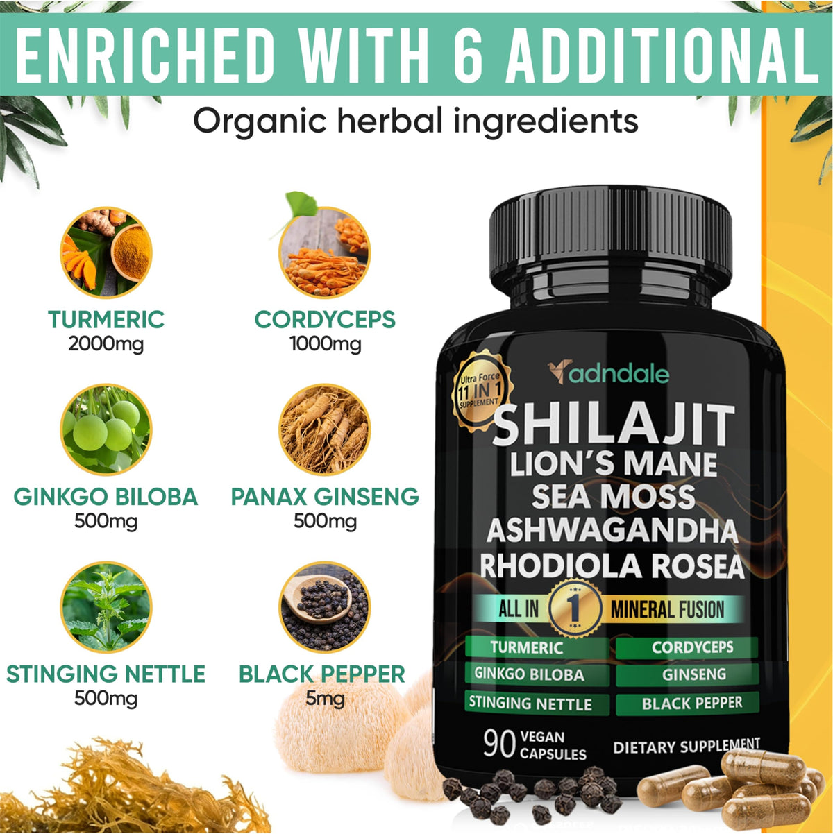 Adndale health supplement showcasing the capsule form and size.